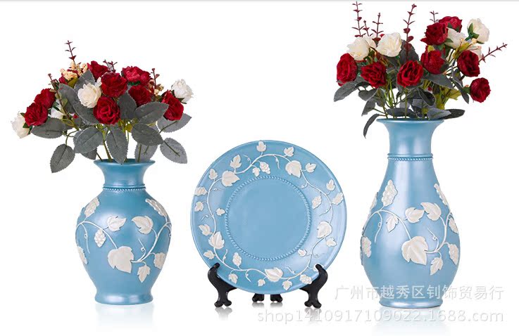 富貴竹花瓶、盤子（藍色 白色）2