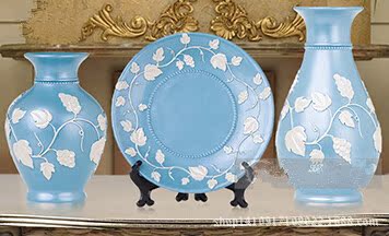 富貴竹花瓶、盤子（藍色 白色）1